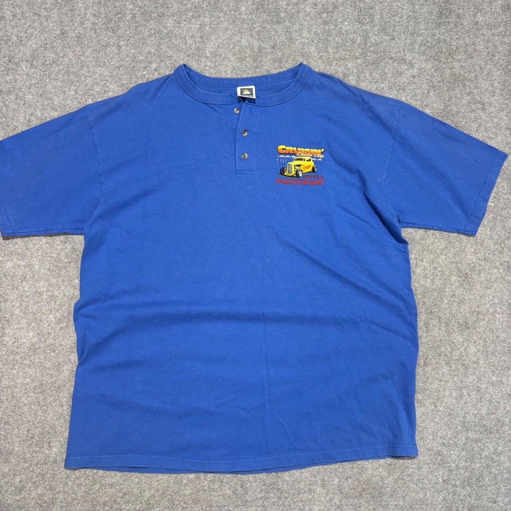 Vintage 2002 Cruisin Ocean City MD Participant Henley Shirt Blue Mens 2XL Tee